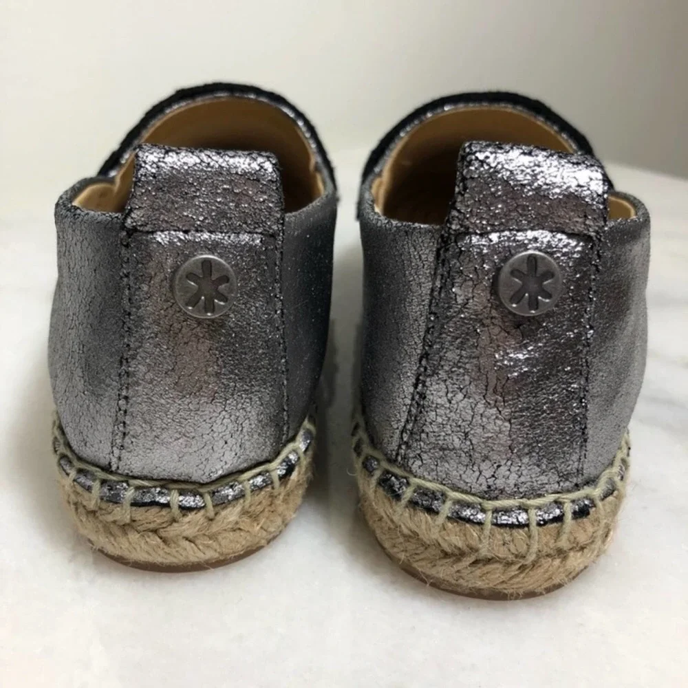 Splendid Jaime Metallic Silver Slip-On Espadrille Shoes 7 Fringe Women’s